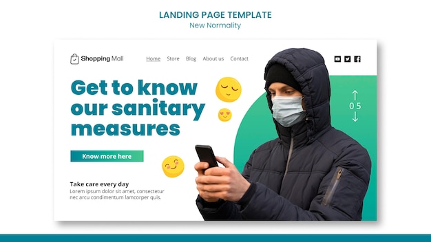 PSD gratuit nouveau modèle de conception de page de destination de normalité