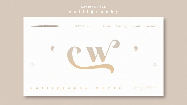 PSD gratuit page de destination de la calligraphie