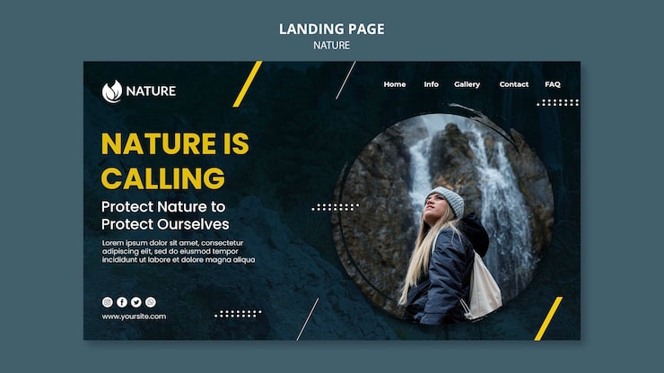 PSD gratuit page de destination pour la protection et la préservation de la nature