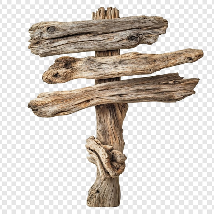 PSD gratuit un panneau de signalisation en bois rustique, un guide pour les aventures