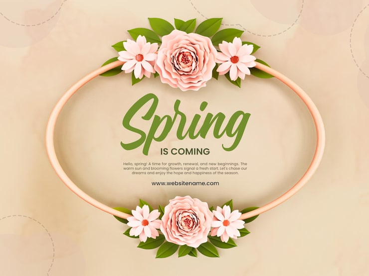 PSD gratuit le printemps arrive modèle de bannière de conception florale