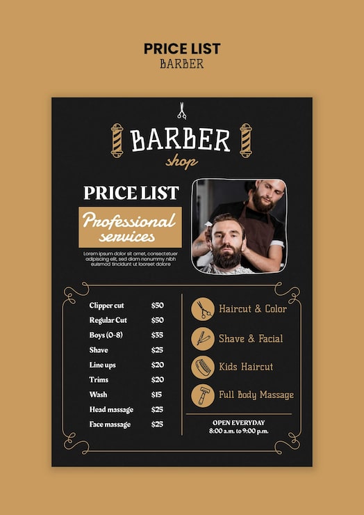 PSD gratuit projet de modèle de barbier
