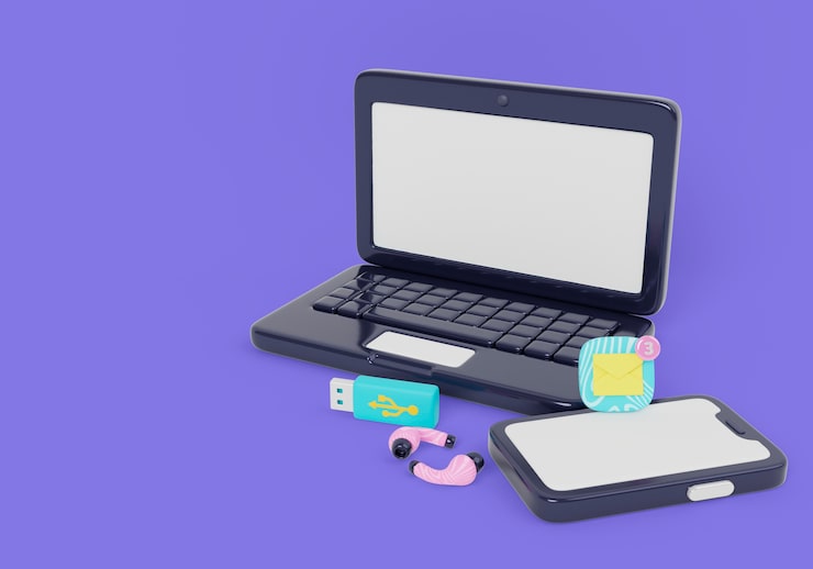 PSD gratuit rendering 3d de l'électronique et des ventes dans le monde numérique
