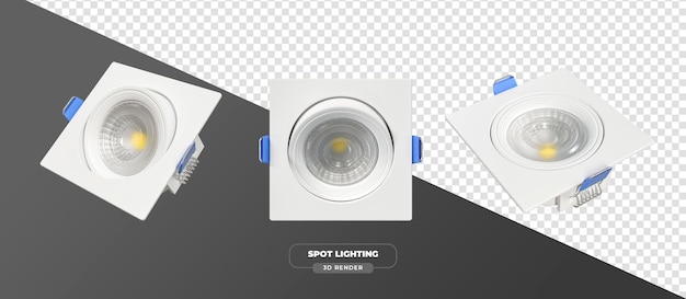 PSD gratuit rendering 3d de luminaires d'éclairage à points carrés modernes