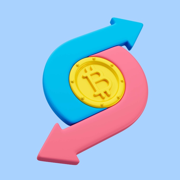 PSD gratuit rendu 3d de la valeur de l'icône bitcoin