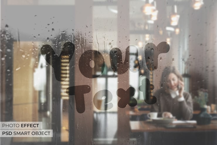 PSD gratuit scène avec effet de verre mouillé