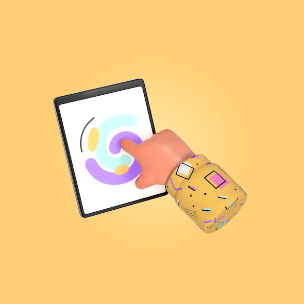 PSD gratuit tablette et main interagissant avec l'écran tactile