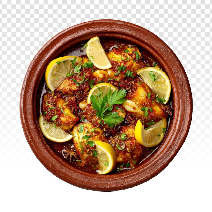 PSD gratuit tajine de poulet marocain au citron et aux herbes