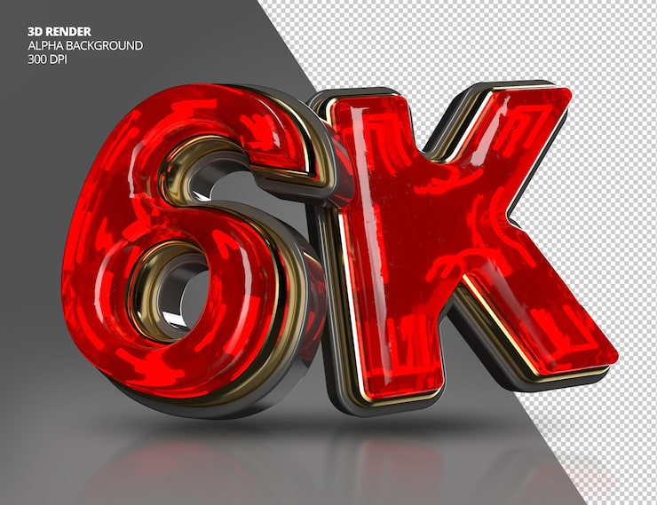PSD gratuit texte 6k 3d rouge brillant png, fond transparent, rendu de haute qualité