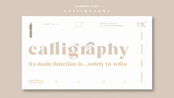 PSD gratuit thème de la page de destination de la calligraphie