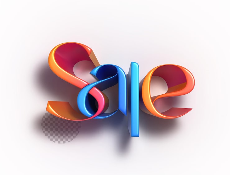 PSD gratuit vente lettrage 3d transparent psd police design