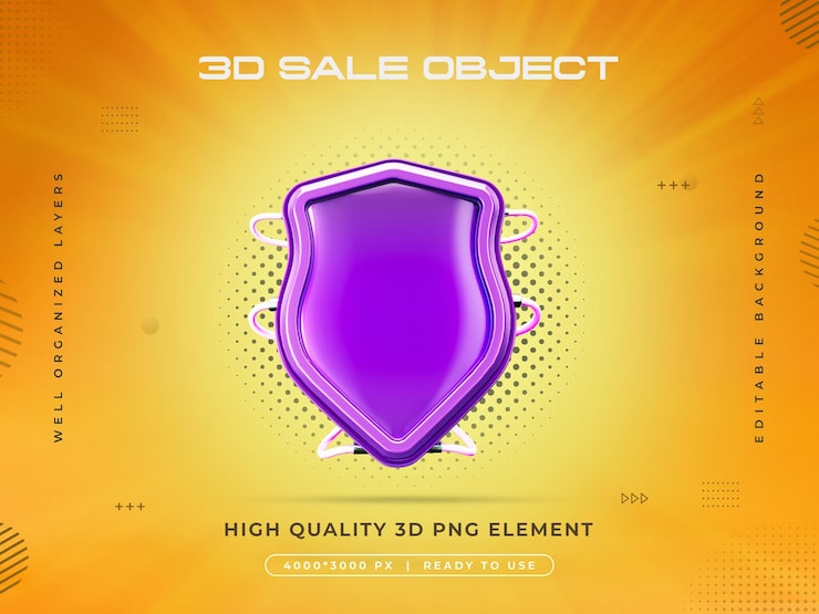 PSD gratuit vente d'objets rendus en 3d isolés