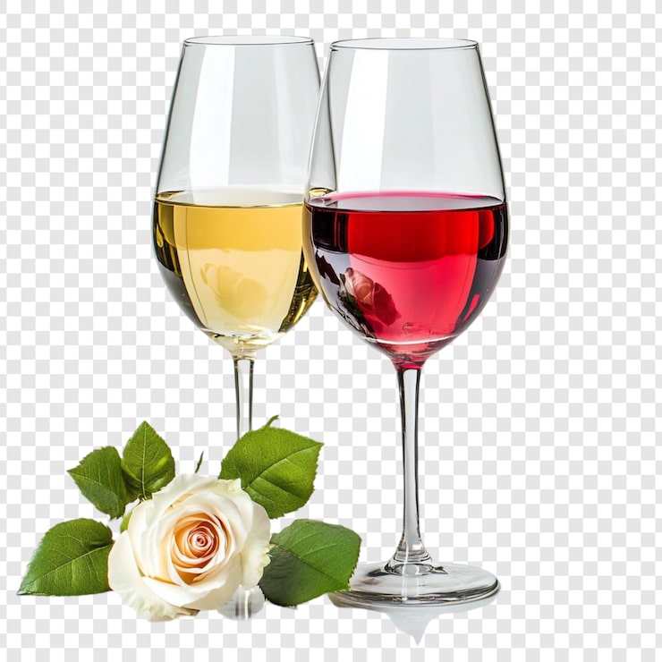 PSD gratuit un vin romantique dégustant une rose et deux verres de vin