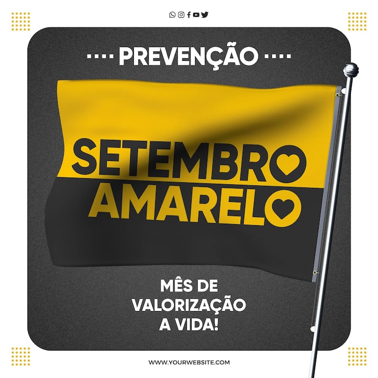 PSD grátis a mídia social alimenta a prevenção amarela de setembro