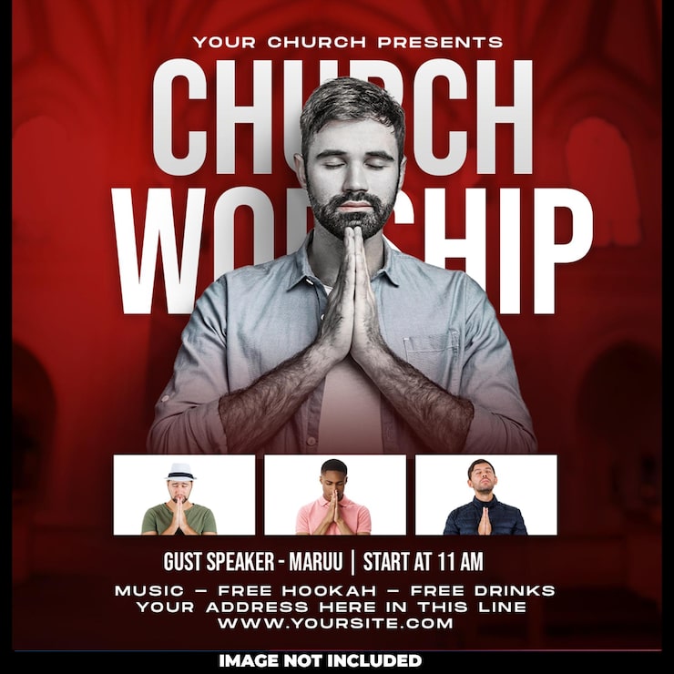 PSD grátis banner da web para publicação de panfleto de conferência da igreja