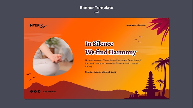 PSD grátis banner horizontal para celebração nyepi