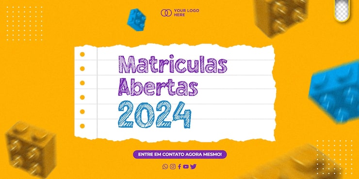 PSD grátis banner psd mídias sociais de volta à escola abertura de matrícula volta como aulas no brasil