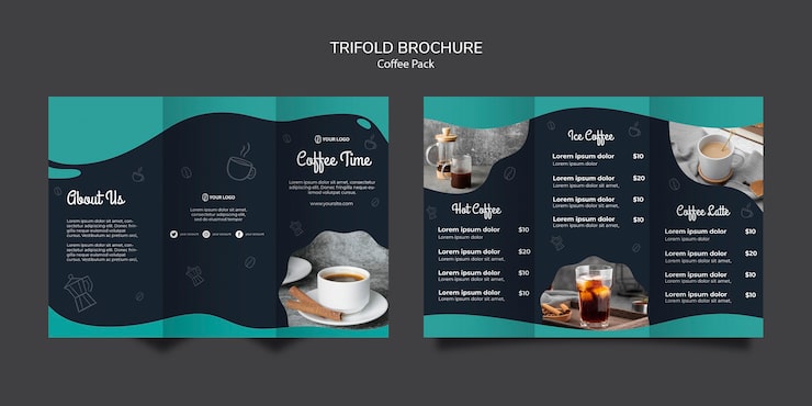PSD grátis brochure template with coffee concept