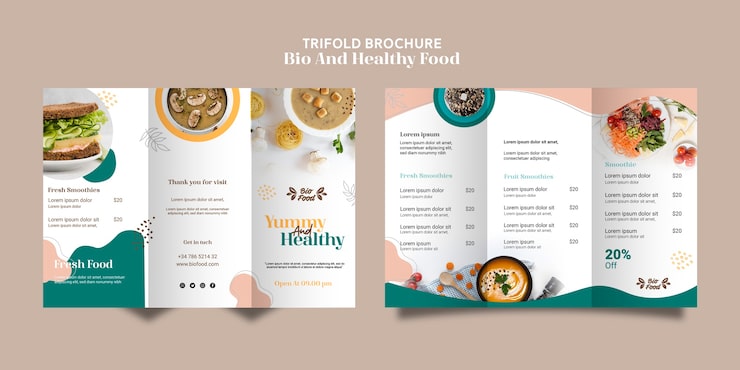 PSD grátis brochure template with healthy food