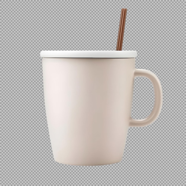 PSD grátis caneca com palha isolada no fundo