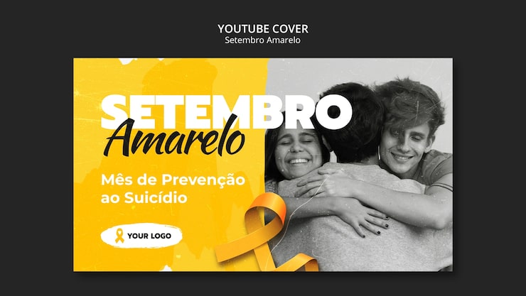 PSD grátis capa do youtube de conscientização de setembro amarelo