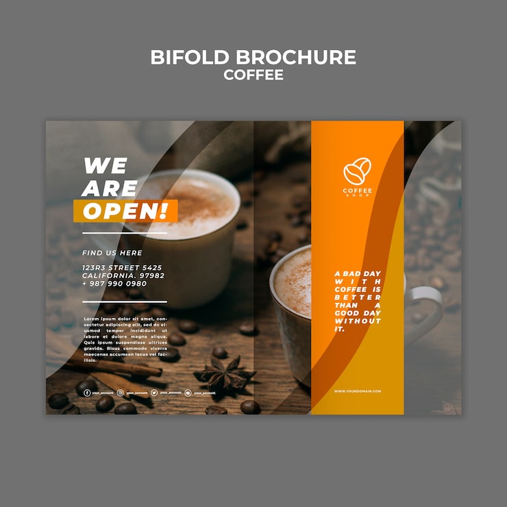 PSD grátis coffee bifold brochure
