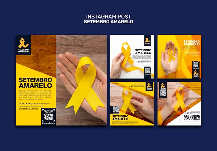 PSD grátis coleção de postagens do instagram para conscientização do mês brasileiro de prevenção ao suicídio