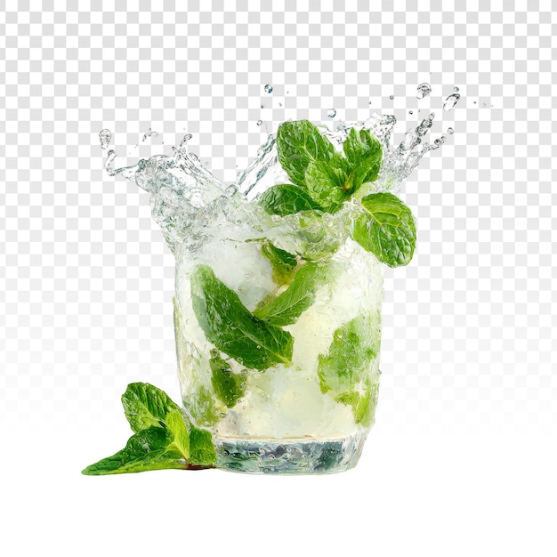PSD grátis coquetel mojito refrescante com hortelã e salpicos