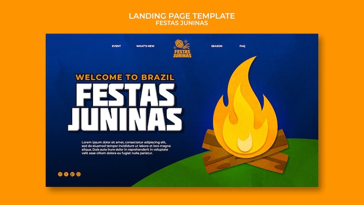 PSD grátis design de modelo de página de destino de festas juninas