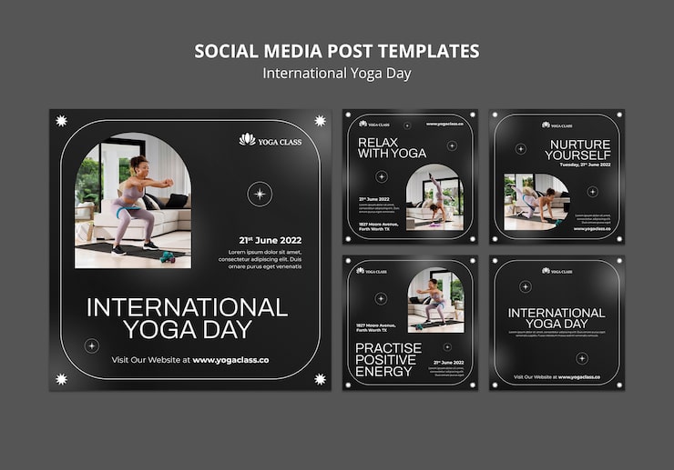 PSD grátis design de modelo de postagens do instagram do dia internacional da ioga
