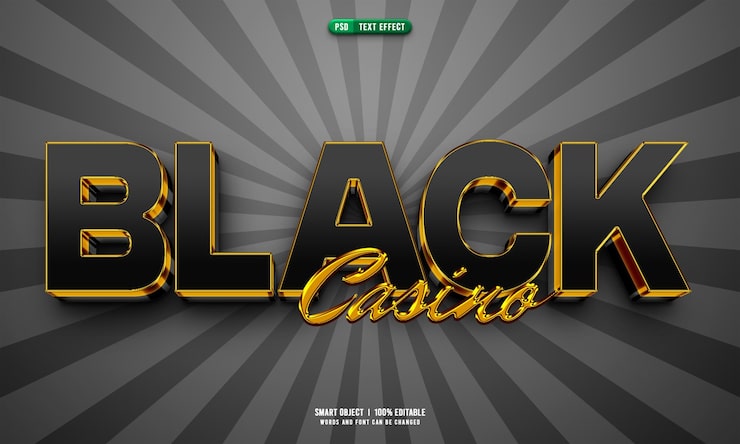 PSD grátis efeito de texto 3d editável de cassino preto