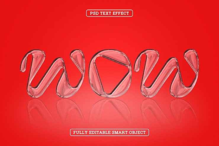 PSD grátis efeito de texto de estilo wow glass