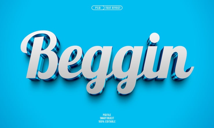 PSD grátis efeito de texto editável beggin 3d
