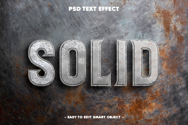 PSD grátis efeito de texto editável estilo metal sólido
