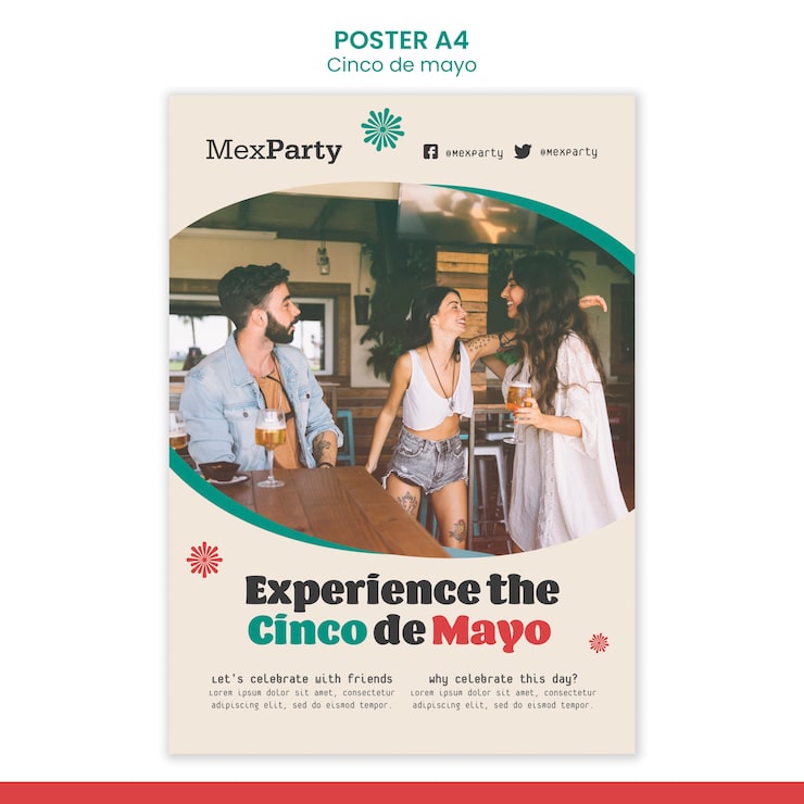 PSD grátis experimente o modelo de cartaz de cinco de maio