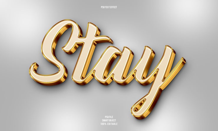 PSD grátis fique efeito de texto editável em 3d