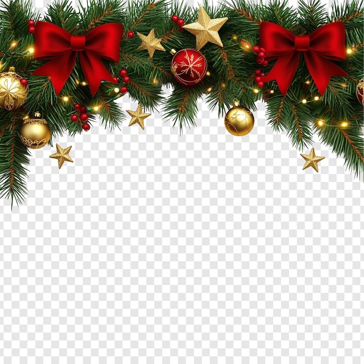PSD grátis fronteira festiva de natal com ornamentos e arcos