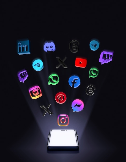 PSD grátis mídia social e telefone