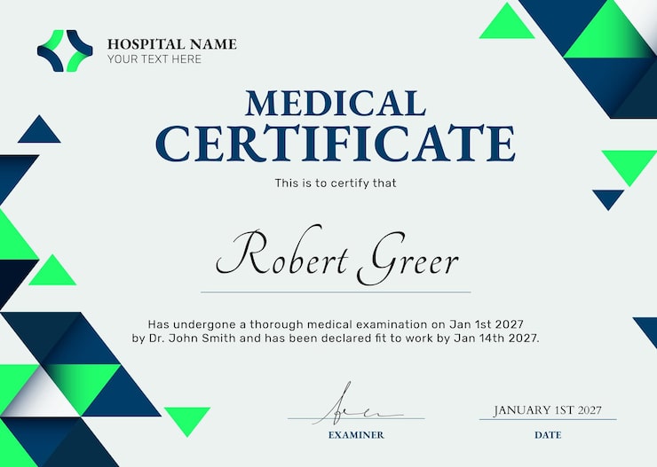 PSD grátis modelo de atestado médico psd em desenho abstrato