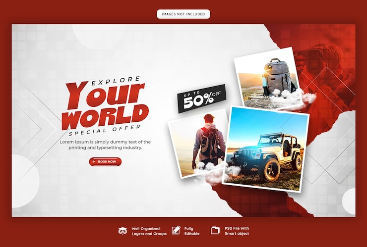 PSD grátis modelo de banner da web de viagens e turismo