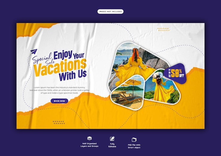 PSD grátis modelo de banner da web de viagens e turismo
