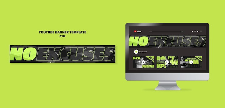 PSD grátis modelo de banner de treino de ginásio no youtube