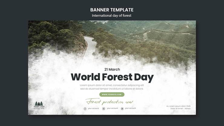 PSD grátis modelo de banner do dia mundial da floresta