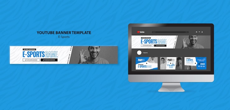 PSD grátis modelo de banner do youtube para e-sports