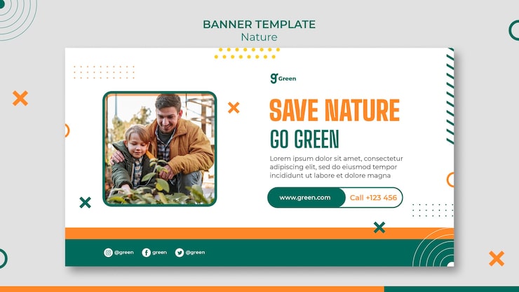 PSD grátis modelo de banner horizontal para salvar a natureza