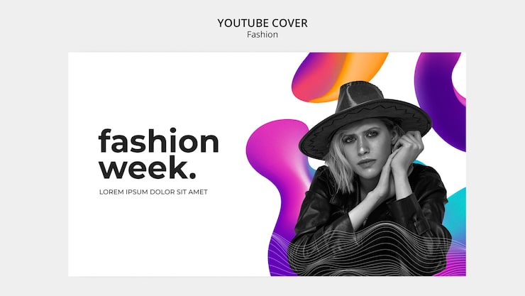 PSD grátis modelo de capa dinâmica do youtube para semana de moda