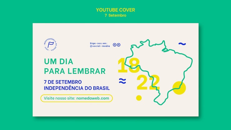 PSD grátis modelo de capa do youtube para comemoração de sete de setembro