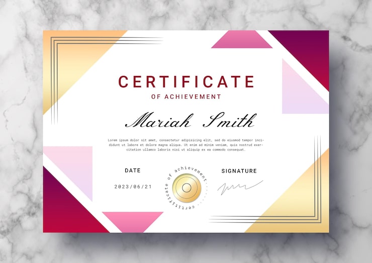 PSD grátis modelo de certificado elegante com formas geométricas