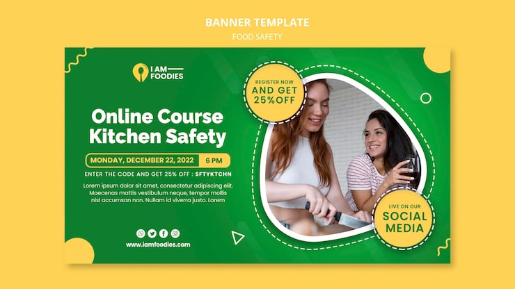 PSD grátis modelo de design de banner de segurança alimentar