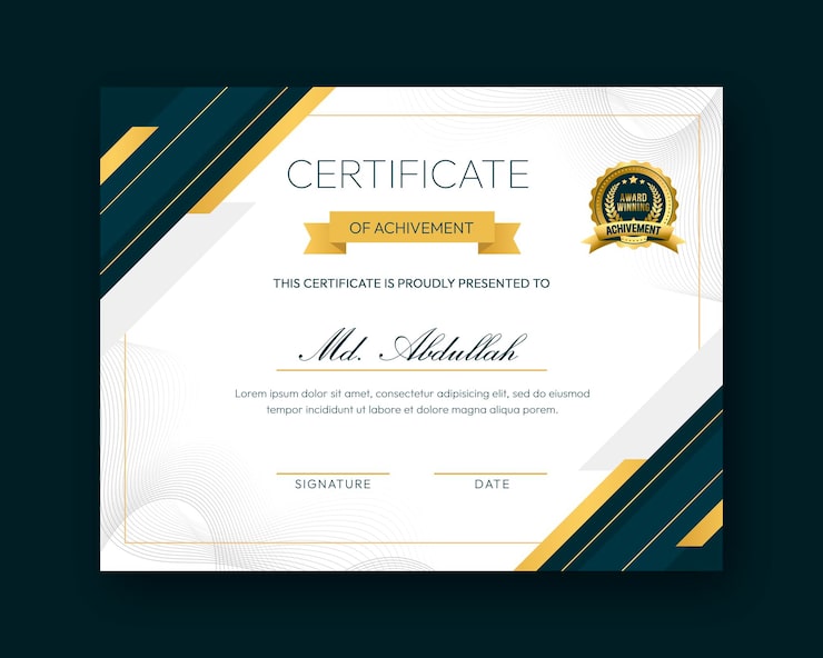 PSD grátis modelo de design de certificado criativo e elegante moderno